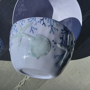Modern Southern Home Melamine Bowls Set of 4 Seashell Starfish Coastal Beach 6"